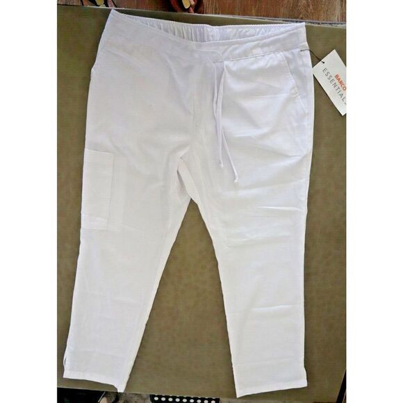 BARCO Essentials Women’s Petite Sz M White 4-Pocket Straight Leg Scrub Pants - Picture 1 of 9